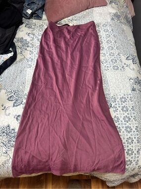Anthropologie Bias-Cut Satin Maxi Skirt in Dusty Plum